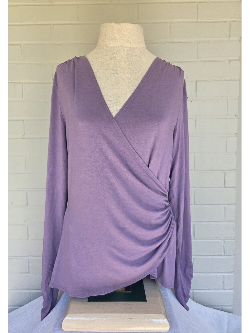 Long Sleeve Wrap Shirt Lavender by Karen Kane size XL